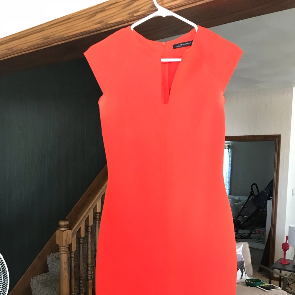 Size S - Zara fitted blood orange dress